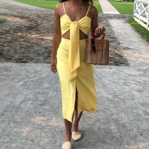 Missguided yellow midi dress
